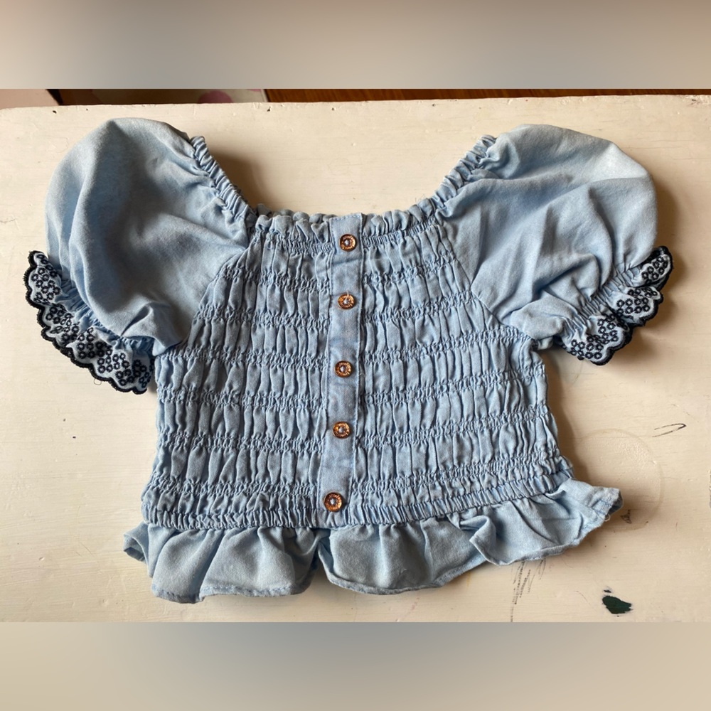 Charming Blue Kids Blouse with Ruffle Detail